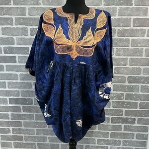 Ethnic Indian Wear Navy Blue Dress with Gold Embroidery
